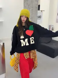 加绒-《可爱帽子加绒卫衣》学院风印花百搭加绒慵懒风显瘦百搭减龄