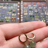 和田玉银S925镶嵌耳饰