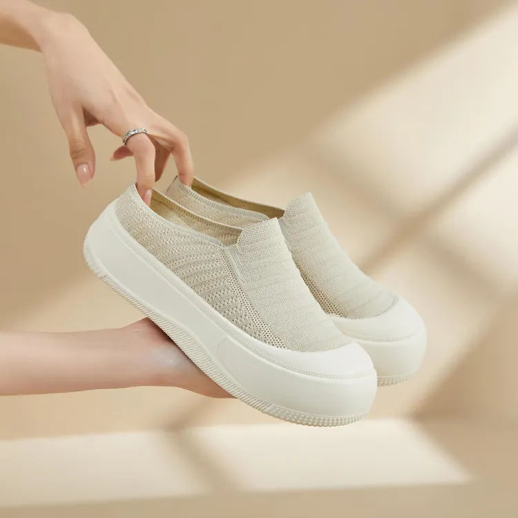 厚底包头渔夫鞋2025夏季时尚休闲增高半拖鞋镂空透气网面妈妈鞋女