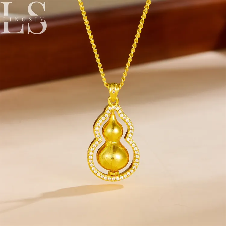 铜合金项链 2025新款国风金色时来运转葫芦项链女气质轻奢锁骨链