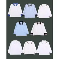 春秋加绒校服男女生学生短袖T恤白色polo衫校服9305