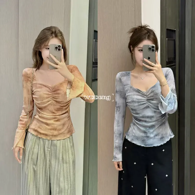 现货款王等等【曼尼时差】原创休闲风收腰显瘦印花上衣U225Y12100