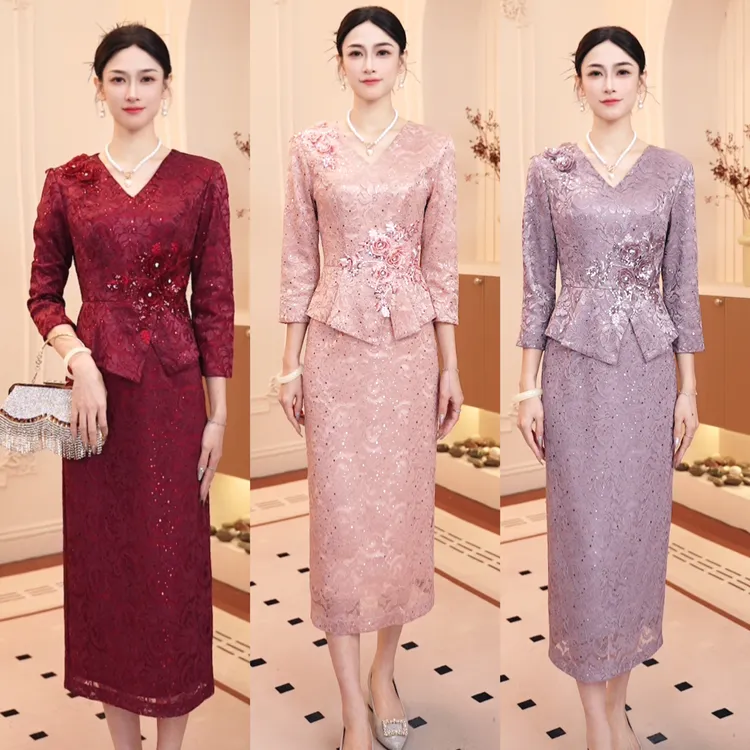 十一月办婚礼喜婆婆喜妈妈婚宴装礼服高贵遮肚子小个子平时可穿冬