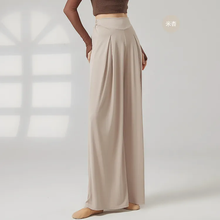 现代舞裤女新款铜氨丝宽松飘逸直筒阔腿裤中国舞成人形体练功裤