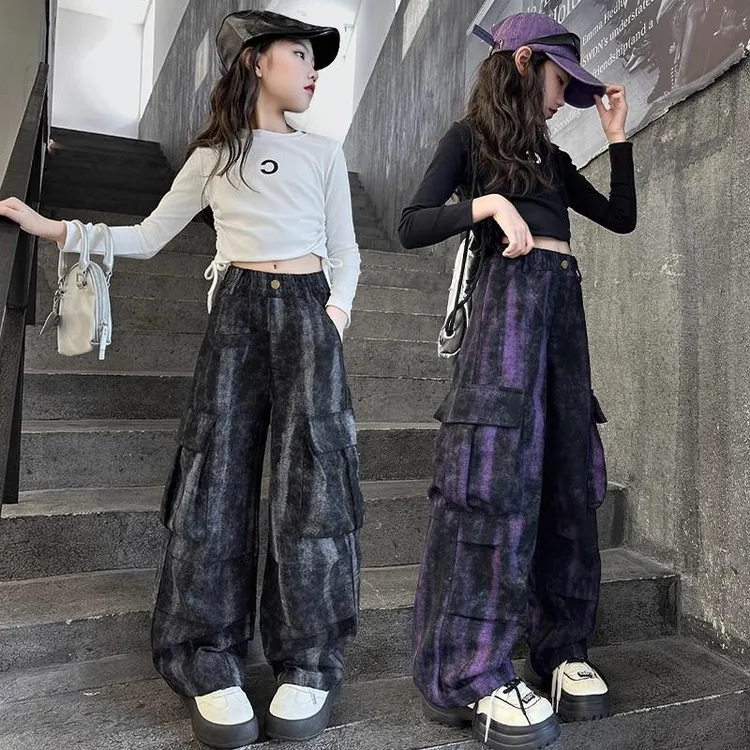 女童工装裤套装秋季2025新款儿童多巴胺穿搭女大童秋装裤子两件套