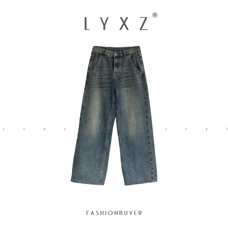  LYXZ x 大小与【梦中情腿】复古直筒牛仔裤设计师显瘦女裤72908
