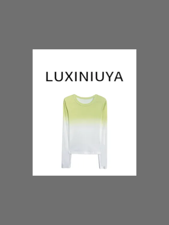 【LUXINIUYA】罗威新款渐变‘新疆长绒棉’圆领长袖打底上衣#QDS294