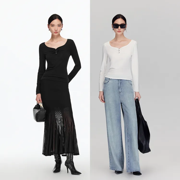 Vero ModaT恤【甜心物语】25新款含莱赛尔捏褶上衣百搭325302018