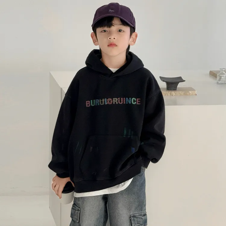 男童春秋款连帽卫衣炸街儿童装秋装2025新款中大童秋季上衣痞帅潮