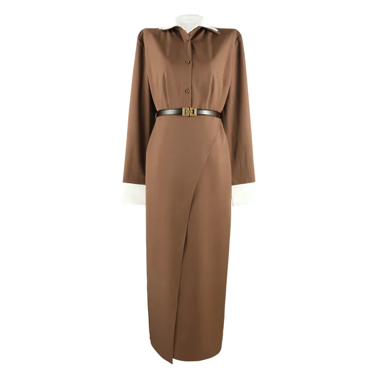 2025秋季新款百搭气质假两件时尚连衣裙YHBZW800026【赠送腰带】