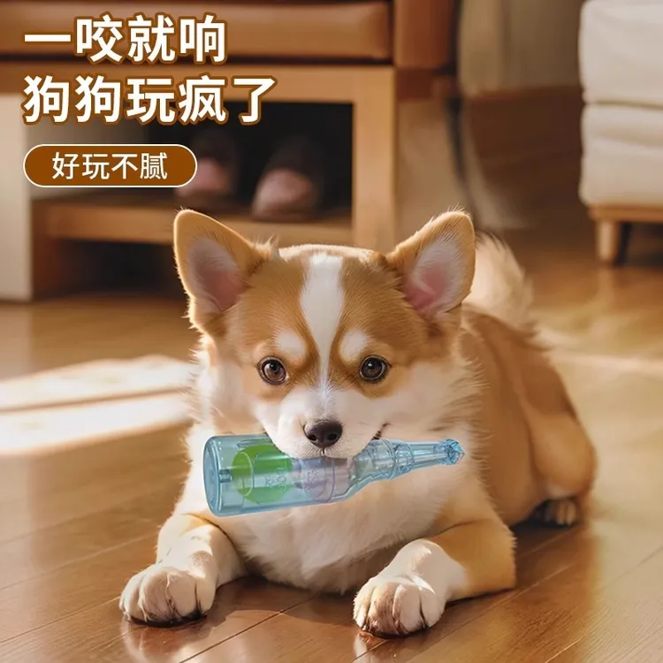 狗狗玩具发声网球汽水瓶子泰迪比熊边牧耐咬磨牙小狗自嗨解闷互动