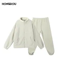  秋冬情侣款品质加厚摇粒绒立领外套睡衣家居服套装6812
