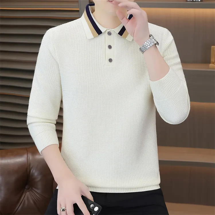 高档秋冬季男士翻领毛衣时尚潮流内搭针织衫打底衫品质男装1125