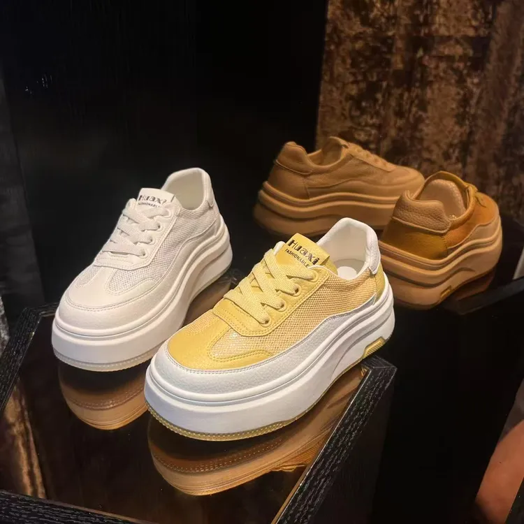 【闺幂姐】5cm轻便厚底品牌小白鞋女2025新网面松糕休闲鞋板鞋