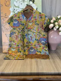 水如画【B816】重工系列秋季新中式国风立领气质宽松短袖衬衫上衣