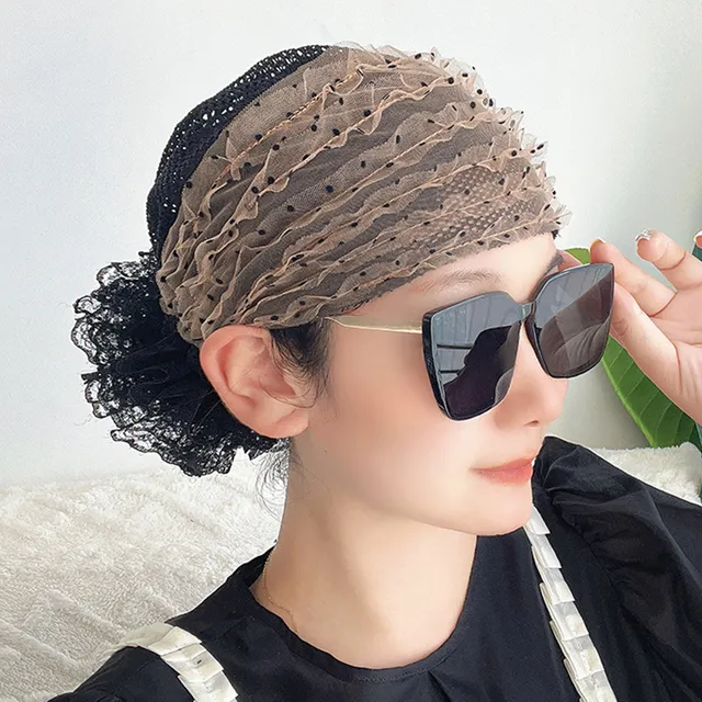 春秋蕾丝包头帽遮白发盘发遮盖碎发时尚洋气头巾帽2025新款帽子女