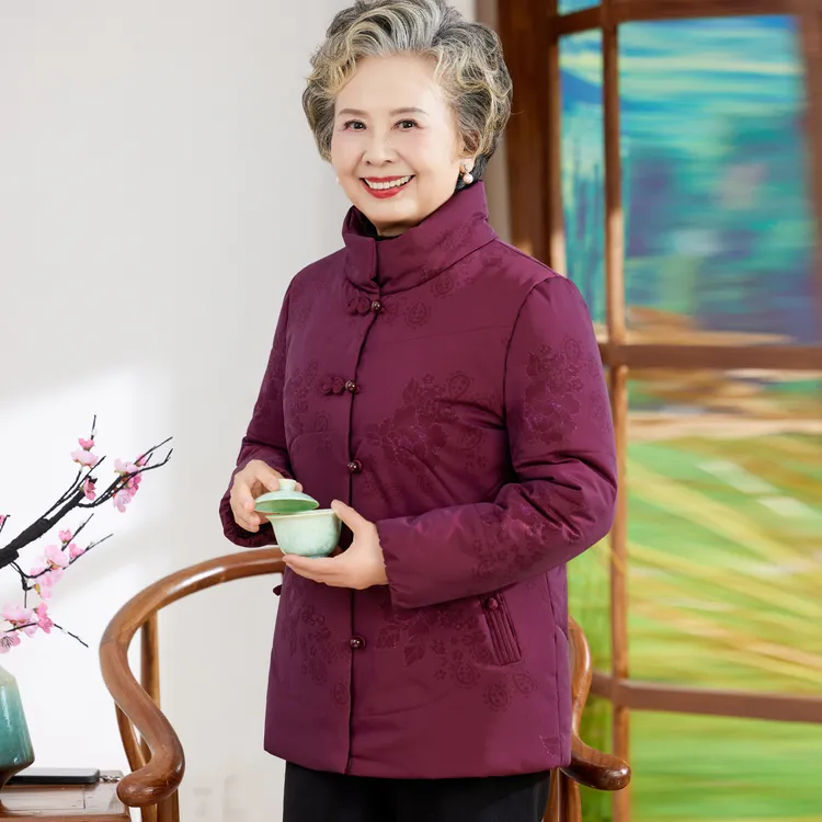 老年人冬装女棉服外套妈妈婆婆冬季加绒加厚棉衣唐装上衣奶奶衣服