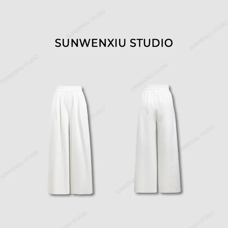 swx studio2店 “老钱裤”全棉简约百搭休闲直筒松紧腰长裤