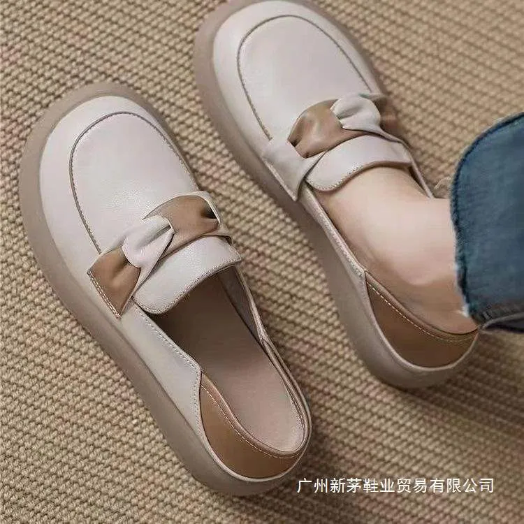 丁字鞋啄木鸟软皮平底单鞋女2025年新款春秋休闲百搭牛筋软底浅口