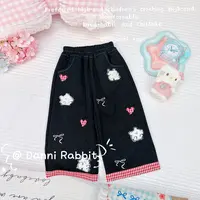 「Dannirabbit」【卡通】卡通爱心格子直筒牛仔女童休闲裤【K-3019】