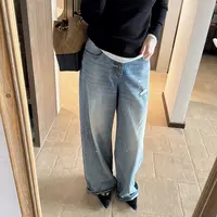 【丽姐女装】纯靛蓝绳染｜“生命力”100%棉柔软实用直筒裤牛仔裤K0371
