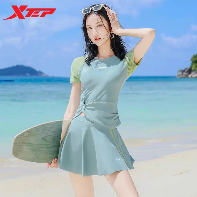 特步分体泳衣女2025年新款保守显瘦女孩遮肚小胸聚拢度假海边泳装