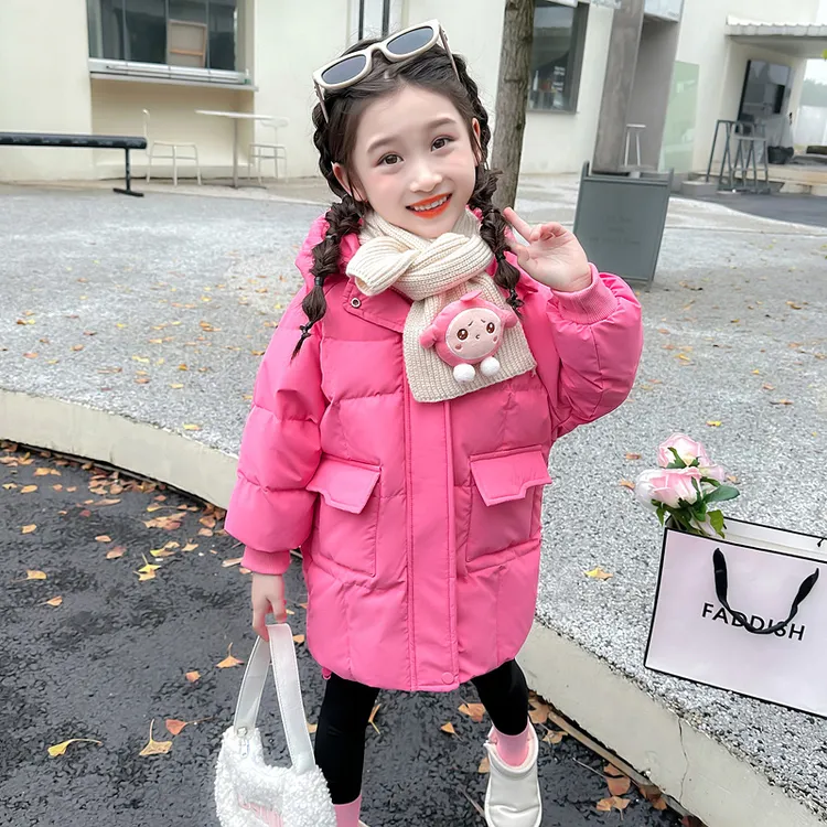 女童羽绒服厚款中长款冬季儿童新款韩版蛋仔卡通保暖白鸭绒外套潮