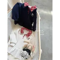 釉兮·25冬~拼格子POLO领卫衣883109（汉服童装）藏青