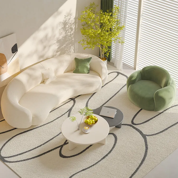 网红弧形沙发小户型接待沙发客厅美容院创意异形会客洽谈民宿布艺