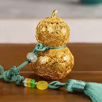合金吊坠 福禄同行欢喜花丝葫芦车挂