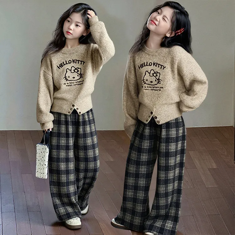 女童春秋毛衣2025新款儿童HelloKitty女孩春季休闲女大童针织上衣