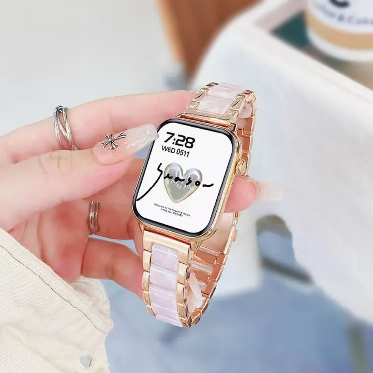 时尚智能手表女士多功能蓝牙通话支付树脂拼接运动手环计步情侣表