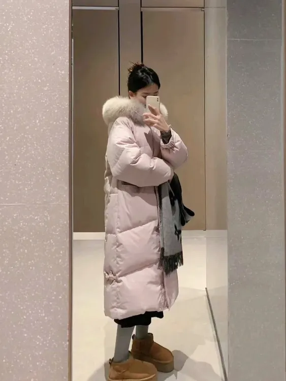 洋气中长款过膝棉袄女2025冬季新款超好看加厚韩系外出新款外套