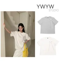 【YWYW25S/S】春夏百搭飘带胸花配饰+空气层圆领纯色短袖T恤3961