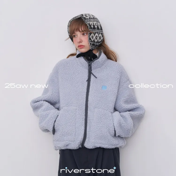 riverstone plus（达播） 多巴胺摇粒绒麂皮休闲外套女加厚立领上衣