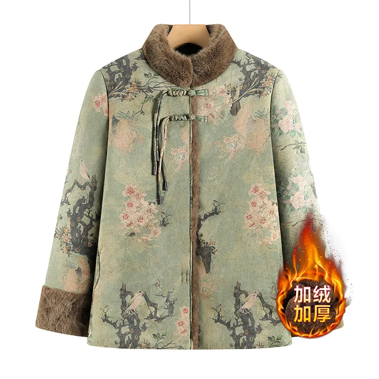 中老年女装妈妈装冬季棉袄60-80岁奶奶棉服加绒加厚保暖棉衣外套
