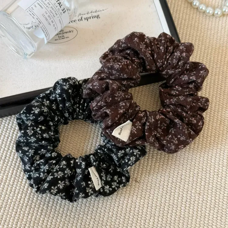 法式复古碎花布艺发圈高级感扎马尾大肠圈高弹力头绳发饰韩版皮筋