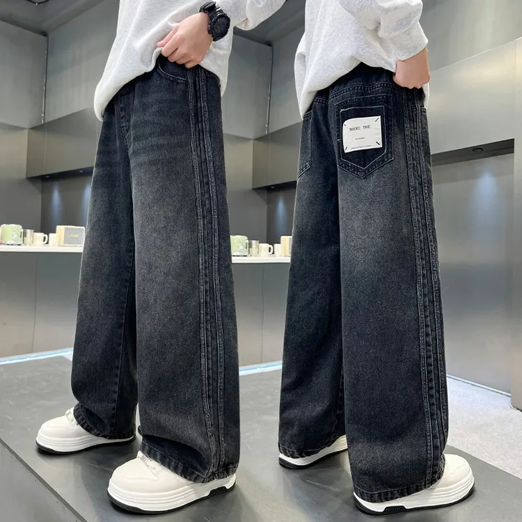 男童牛仔裤秋装2025新款中大童秋季儿童裤子休闲直筒宽松长裤韩版