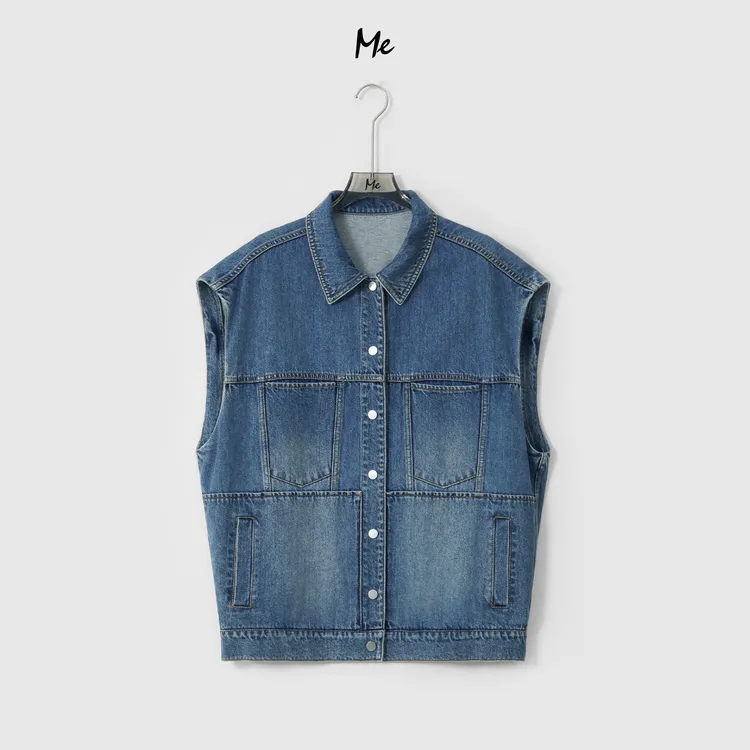 ME【做旧工装牛仔马甲】100棉中古感廓形显瘦时尚百搭马甲MESS6891