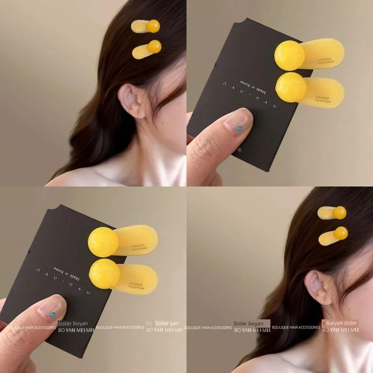 韩系~圆球发夹边夹侧边夹女2025高端刘海夹发卡发饰前额夹子盘发