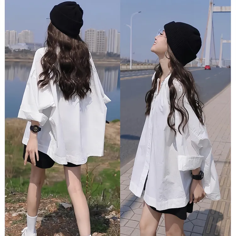 大码女装夏装休闲衬衫时尚高级感气质上衣微胖显瘦穿搭减龄短裤