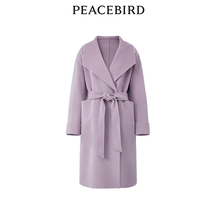 【赵老板专属】太平鸟女装品质翻领双面呢大衣A1AAD4579