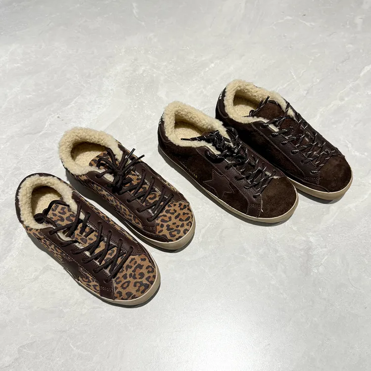 【余欢欢】冬季时尚加绒豹纹星星休闲板鞋-YHX50116