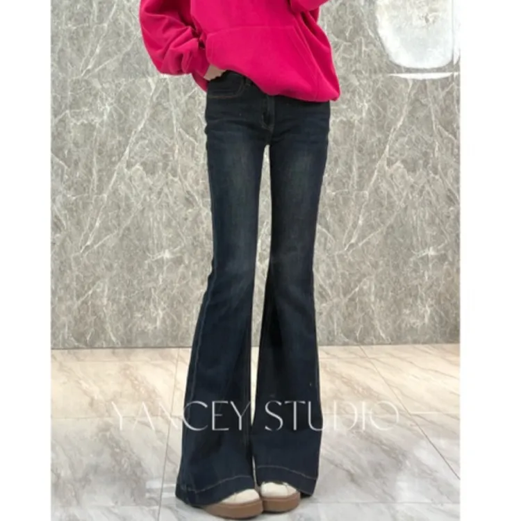 【美伢专属】高级感新款显瘦显高挑百搭经典加绒有弹微喇叭牛仔裤裤子