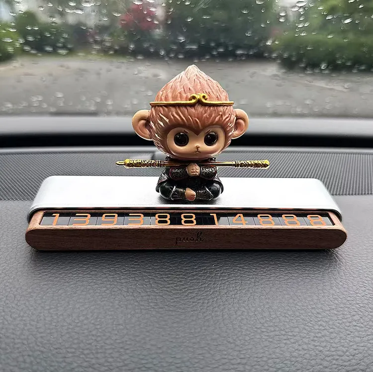 新款汽车内饰装饰摆件临时号码牌双号码隐藏款胡桃木高级原创设计