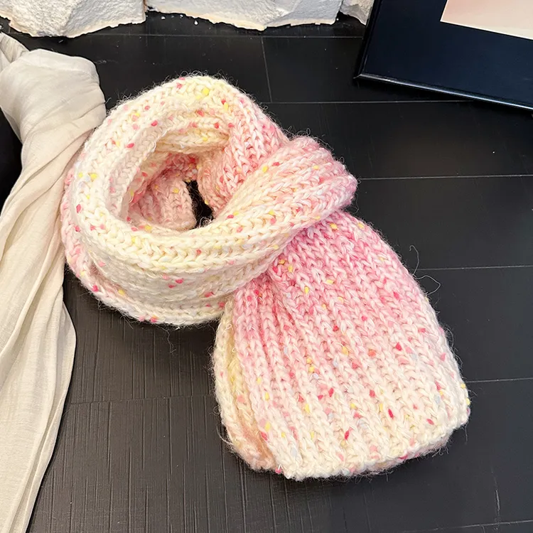 手混线彩虹糖围巾毛线手工diy编织材料包针织送女友七夕节礼物