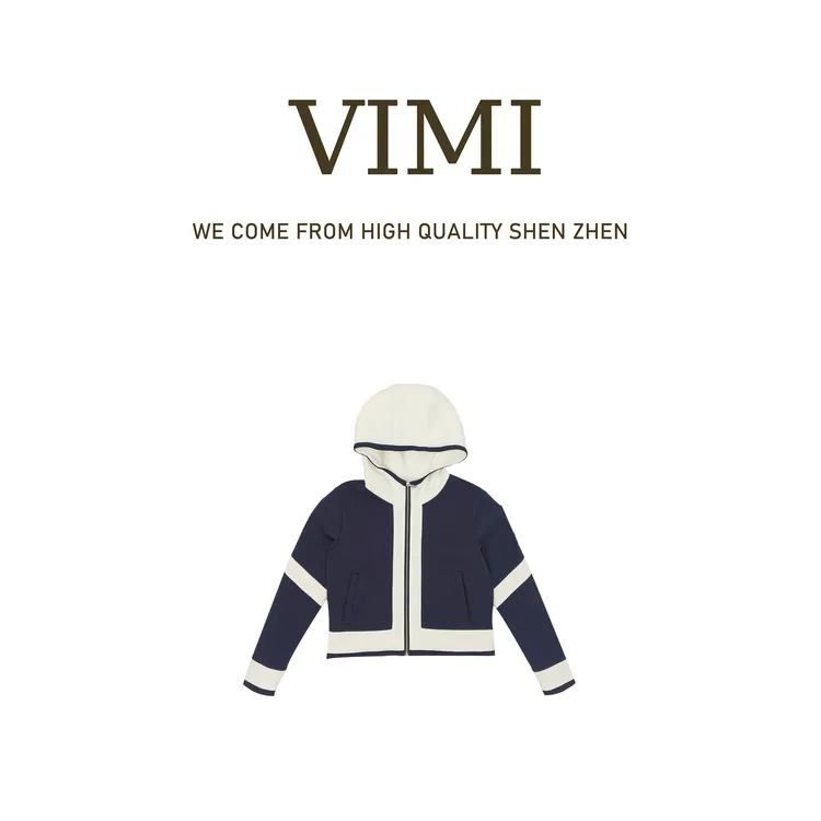 VIMI·早秋针织撞色拼接长袖连帽外套NS17031