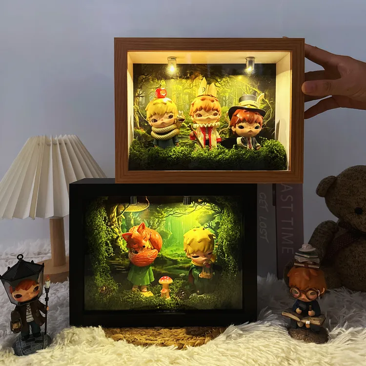 适用于盲盒展示相框收纳盒立体相框手办玩偶diy造景灯光礼物摆件