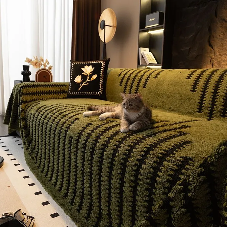 复古沙发盖布巾一整张全包式秋冬新款加厚毛绒沙发套罩高档防猫抓