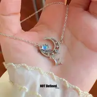 钛钢项链 月亮星简约项链日常女新款星球锆石吊坠钛钢高级锁骨链 